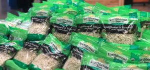 Bags of Earthbound organic cauliflower rice on display in the marketplace at Food Bank of San Benito County