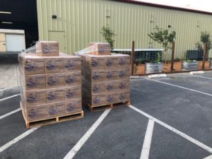 Pallets of USDA food delivered by Foodlink