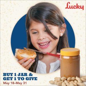 Poster for Peanut Butter Roundup food drive by Lucky Supermarkets