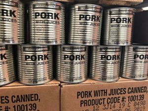Cans of USDA pork
