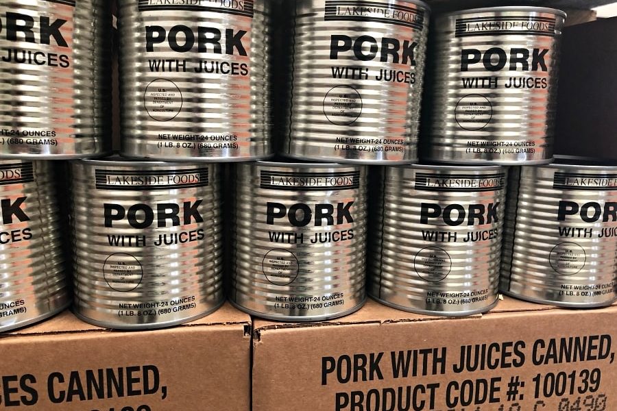 Cans of USDA pork